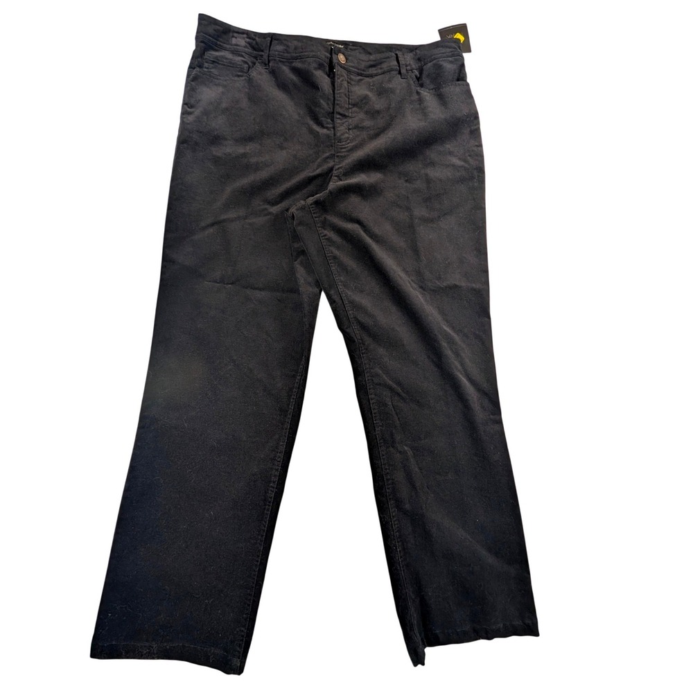 John Mark Womens Pants Size 18W Black Straight Leg Stretch Cotton Textured NWT